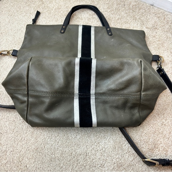 Kempton & Co Grayish Green Black Silver Slouchy Leather Bag Gold Hardware - Picture 5 of 13